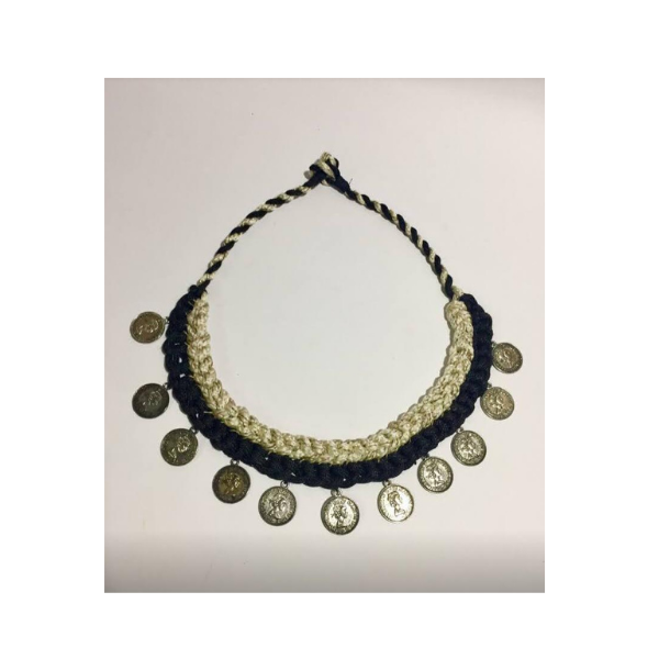 Strings and antique golden coin neckpiece